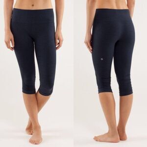Lululemon In The Flow Crop Seamless Leggings Inkwell Navy Blue Size 4